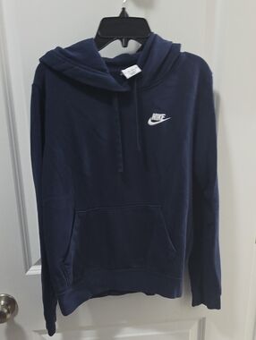 Womens XS -Nike Navy Blue Hoodie with White Swoosh